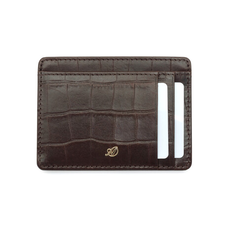 Croc Style ID Wallet // Dark Brown