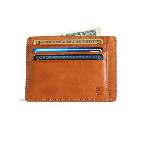 Minimalist RFID Protection Wallet // Vegetable Tanned Leather // Caramel