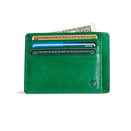 Minimalist RFID Protection Wallet // Saffiano Leather  // Green