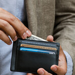 Minimalist RFID Protection Wallet // Vegetable Tanned Leather // Black