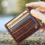 Croc Style Minimalist Wallet // Dark Brown