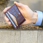 Croc Style Card Wallet // Dark Brown