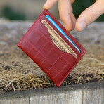 Croc Style Card Wallet // Red