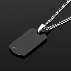 Diamond Accent + Black Plated Tungsten Carbide Dog Tag // 24"