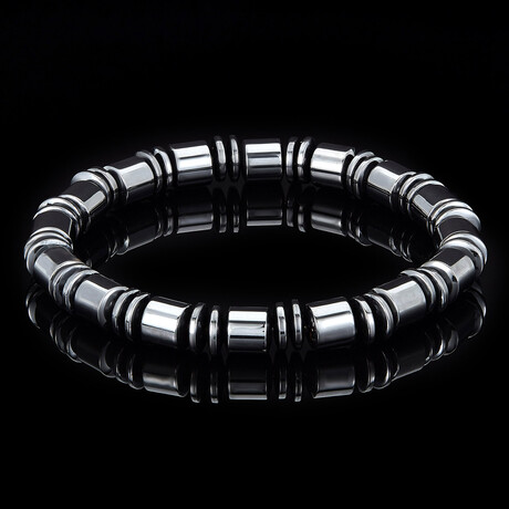 Magnetic Hematite Stone Stretch Bracelet // 8.25"