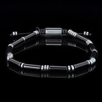 Onyx + Hematite Stone Adjustable Bracelet // 9"