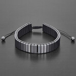 Polished Hematite Tube Beads Adjustable Bracelet // 8.25"