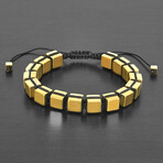 Gold Plated Hematite 8mm Cube Stone Adjustable Bracelet // 8"