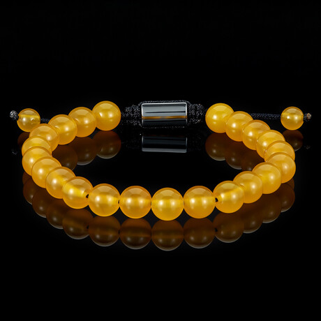 Yellow Agate Stone Adjustable Bracelet // 8"