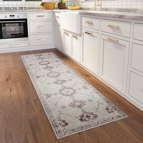 Yuma Southwest Persian Non-Skid Rug // Taupe (1'8" x 2'6" Accent Rug)