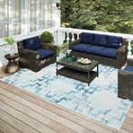 Yuma Modern Tribal Non-Skid Rug // Blue (1'8" x 2'6" Accent Rug)
