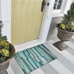 Yuma Modern Stripe Non-Skid Rug // Turquoise (1'8" x 2'6" Accent Rug)