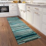 Yuma Modern Stripe Non-Skid Rug // Turquoise (1'8" x 2'6" Accent Rug)