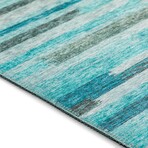 Yuma Modern Stripe Non-Skid Rug // Turquoise (1'8" x 2'6" Accent Rug)