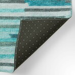 Yuma Modern Stripe Non-Skid Rug // Turquoise (1'8" x 2'6" Accent Rug)