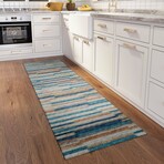 Yuma Modern Stripe Non-Skid Rug // Blue (1'8" x 2'6" Accent Rug)