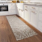 Yuma Tropical Leaves Non-Skid Rug // Taupe (1'8" x 2'6" Accent Rug)