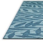 Yuma Tropical Leaves Non-Skid Rug // Blue (1'8" x 2'6" Accent Rug)