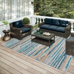 Yuma Modern Stripe Non-Skid Rug // Blue (1'8" x 2'6" Accent Rug)