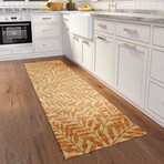 Yuma Tropical Leaves Non-Skid Rug // Gilded (1'8" x 2'6" Accent Rug)