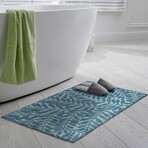 Yuma Tropical Leaves Non-Skid Rug // Blue (1'8" x 2'6" Accent Rug)