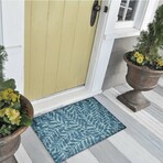 Yuma Tropical Leaves Non-Skid Rug // Blue (1'8" x 2'6" Accent Rug)