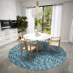 Yuma Tropical Leaves Non-Skid Rug // Blue (1'8" x 2'6" Accent Rug)