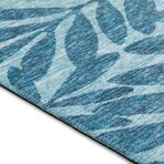 Yuma Tropical Leaves Non-Skid Rug // Blue (1'8" x 2'6" Accent Rug)