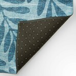 Yuma Tropical Leaves Non-Skid Rug // Blue (1'8" x 2'6" Accent Rug)