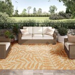 Yuma Tropical Leaves Non-Skid Rug // Gilded (1'8" x 2'6" Accent Rug)