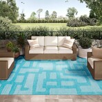 Yuma Contemporary Geometric Non-Skid Rug // Turquoise (1'8" x 2'6" Accent Rug)