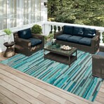 Yuma Modern Stripe Non-Skid Rug // Turquoise (1'8" x 2'6" Accent Rug)