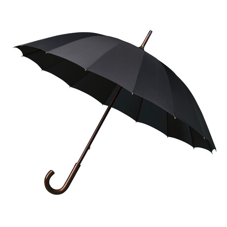 Windproof Walking Umbrella + Curved Handle // 40"Ø // Black