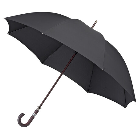 Long Manual Golf Umbrella + Wood Handle // 42"Ø // Black