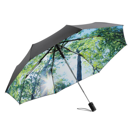 Automatic Folding Umbrella + Colorful Interior Canopy // 39"⌀ // Black