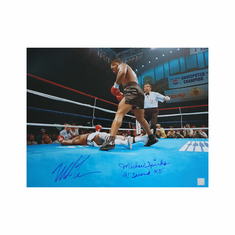 Mike Tyson + Michael Spinks dual Autographed