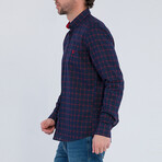 Andrew Long Sleeve Button Up Shirt // Navy + Red (3XL)
