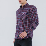 Finn Long Sleeve Button Up Shirt // Navy + Red (S)