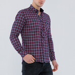 Finn Long Sleeve Button Up Shirt // Navy + Red (S)