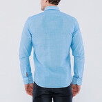 Henry Long Sleeve Button Up Shirt // Blue + White (3XL)