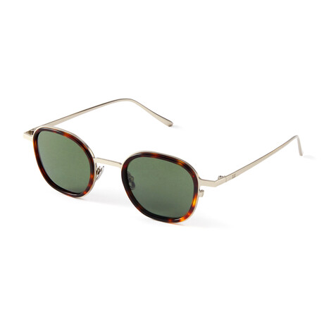 Men's Thierry Polarized Sunglasses // Matte Silver Tortoise + Green