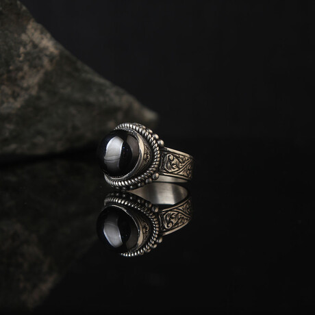 Onyx Lucifer Silver Ring (Ring Size: 6)