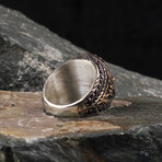Hand Engraved + Citrine + Garnet Gemstone Ring (Ring Size: 6)