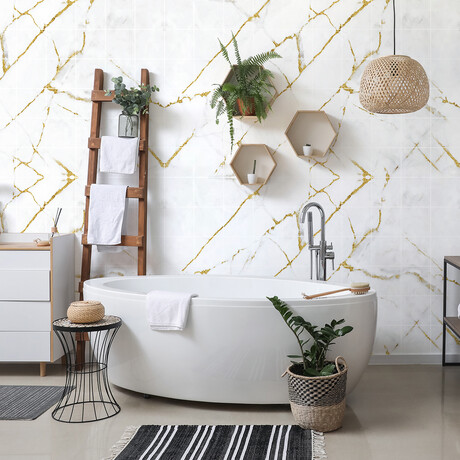 Rhodes Marble Tile Stickers // Set of 60 (24.5"H x 39"W Area)