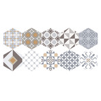 Juliana // Hexagons Waterproof + Non-Skid Floor Stickers // Set of 10 (16"H x 35"W Area)