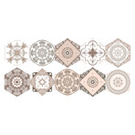 Coralina // Hexagon Waterproof + Non-Skid Floor Stickers // Set of 10 // 16"H x 35"W