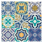 Vintage Azulejos Arabesque Tile Stickers // Set of 9 (11.5"H x 11.5"W Area)