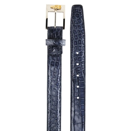Genuine Alligator Suede Belt // Adjustable to Size 44 + Under // Blue Jean