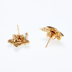 10K Gold Blue Topaz Flower Earrings