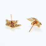 10K Gold Chrome Diopside Flower Earrings